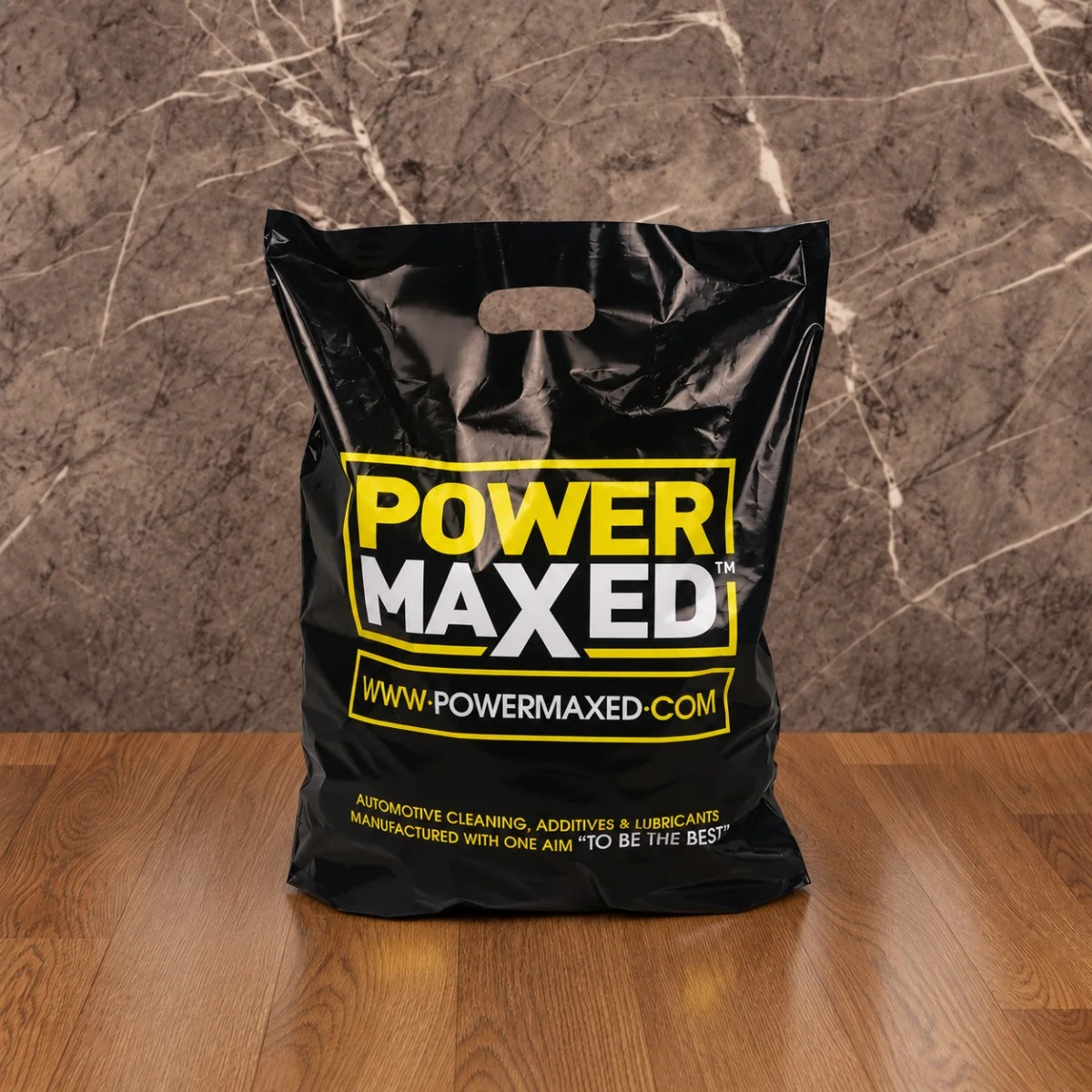 Black Power Maxed Printed Punched-Out Handle Plastic Carrier Bag